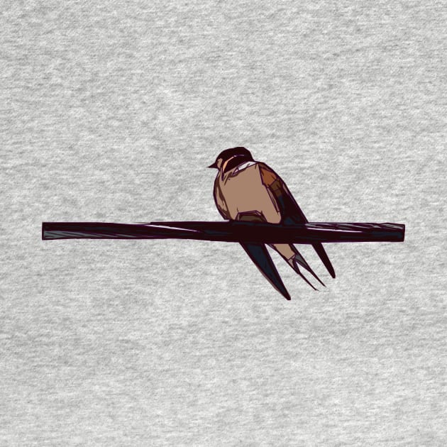 Swallow Bird Perched On a Wire by Griffelkinn